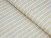 WOODEN IVORY WITH WHITE THIN STRIPS PREMIUM MIX LINEN SHIRT FABRIC.